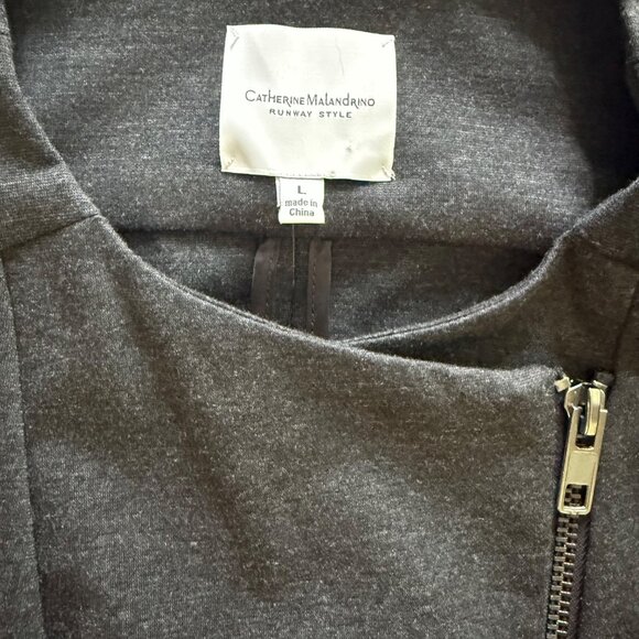 Catherine Malandrino Womens Charcoal Moto Jacket L Polyester/Spandex - Picture 2 of 8